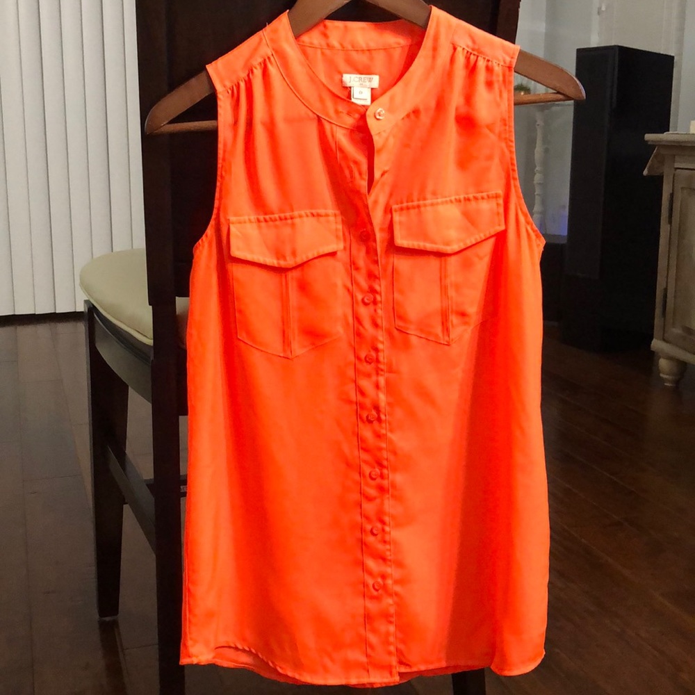 J.Crew Sleeveless Button Down (bright orange)